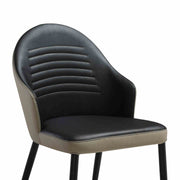 Rocco Upholstered Dining Chair in Taupe Gray and Black Faux Leather with Black Metal Legs - Set of 2 - Furniture City (CA)l