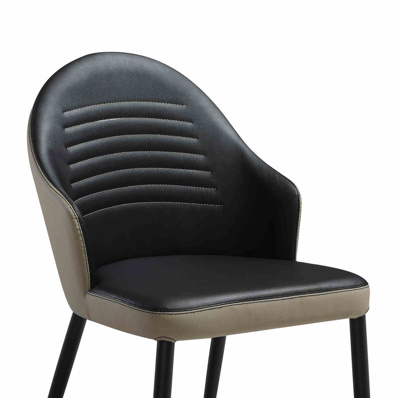 Rocco Upholstered Dining Chair in Taupe Gray and Black Faux Leather with Black Metal Legs - Set of 2 - Furniture City (CA)l