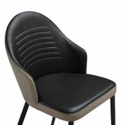 Rocco Upholstered Dining Chair in Taupe Gray and Black Faux Leather with Black Metal Legs - Set of 2 - Furniture City (CA)l
