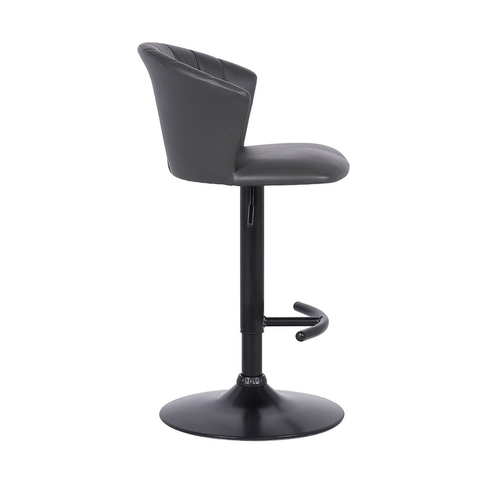 Raquel Adjustable Modern Gray Faux Leather Bar Stool