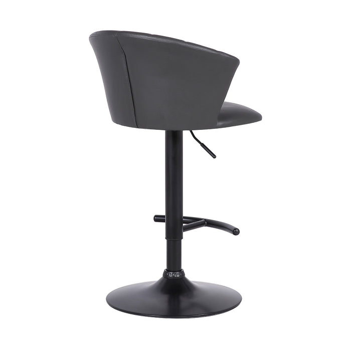 Raquel Adjustable Modern Gray Faux Leather Bar Stool
