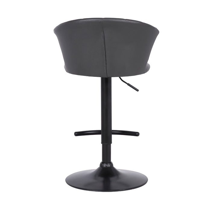 Raquel Adjustable Modern Gray Faux Leather Bar Stool