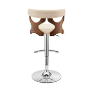Ruth Adjustable Swivel Cream Faux Leather and Walnut Wood Bar Stool with Chrome Base - Furniture City (CA)l
