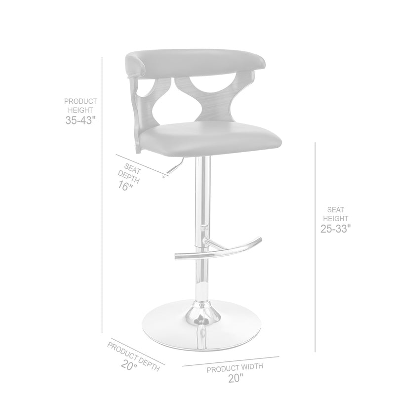 Ruth Adjustable Swivel Cream Faux Leather and Walnut Wood Bar Stool with Chrome Base - Furniture City (CA)l