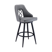 Ruby 26" Counter Height Swivel Gray Faux Leather and Black Metal Bar Stool - Furniture City (CA)l