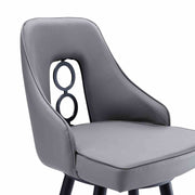 Ruby 26" Counter Height Swivel Gray Faux Leather and Black Metal Bar Stool - Furniture City (CA)l