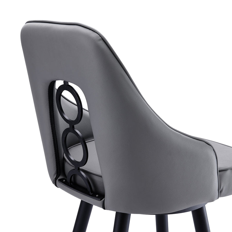 Ruby 26" Counter Height Swivel Gray Faux Leather and Black Metal Bar Stool - Furniture City (CA)l