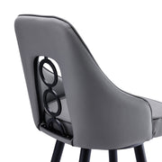 Ruby 30" Bar Height Swivel Gray Faux Leather and Black Metal Bar Stool - Furniture City (CA)l
