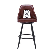Ruby Contemporary 26" Counter Height Barstool in Black Powder Coated Finish and Vintage Coffee Faux Leather - Furniture City (CA)l