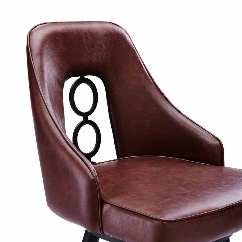 Ruby Contemporary 26" Counter Height Barstool in Black Powder Coated Finish and Vintage Coffee Faux Leather - Furniture City (CA)l