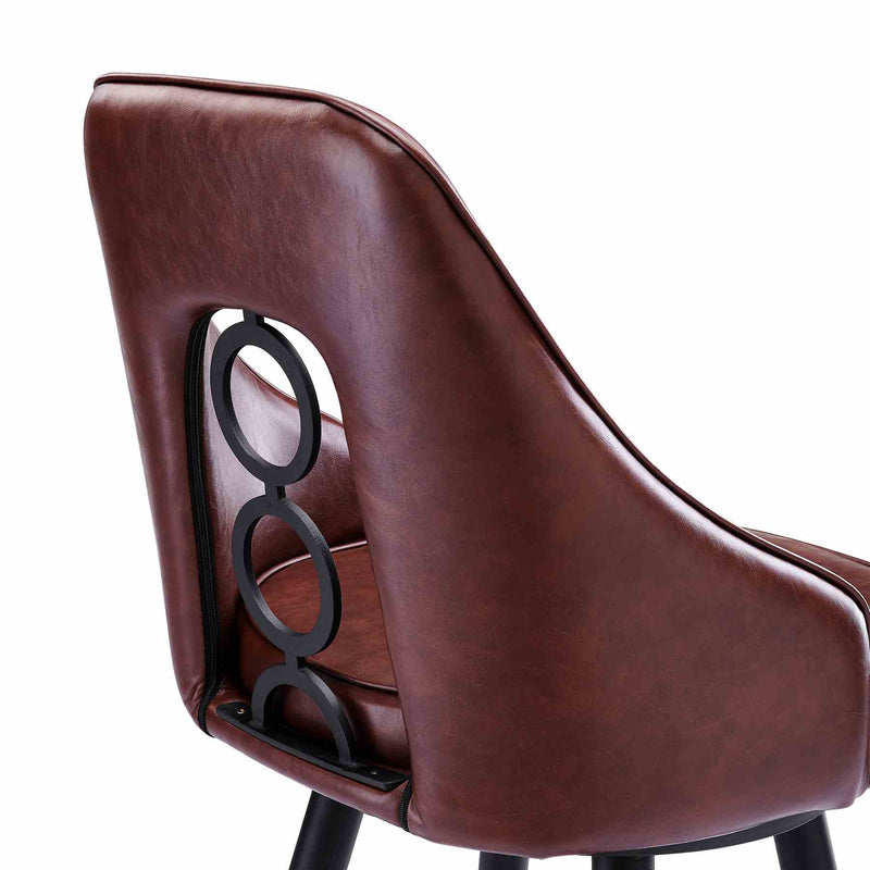 Ruby Contemporary 26" Counter Height Barstool in Black Powder Coated Finish and Vintage Coffee Faux Leather - Furniture City (CA)l