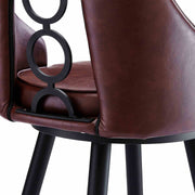 Ruby Contemporary 26" Counter Height Barstool in Black Powder Coated Finish and Vintage Coffee Faux Leather - Furniture City (CA)l