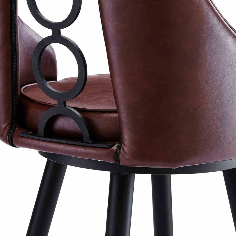 Ruby Contemporary 26" Counter Height Barstool in Black Powder Coated Finish and Vintage Coffee Faux Leather - Furniture City (CA)l