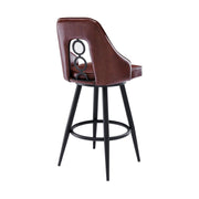 Ruby Contemporary 30" Bar Height Barstool in Black Powder Coated Finish and Vintage Coffee Faux Leather - Furniture City (CA)l