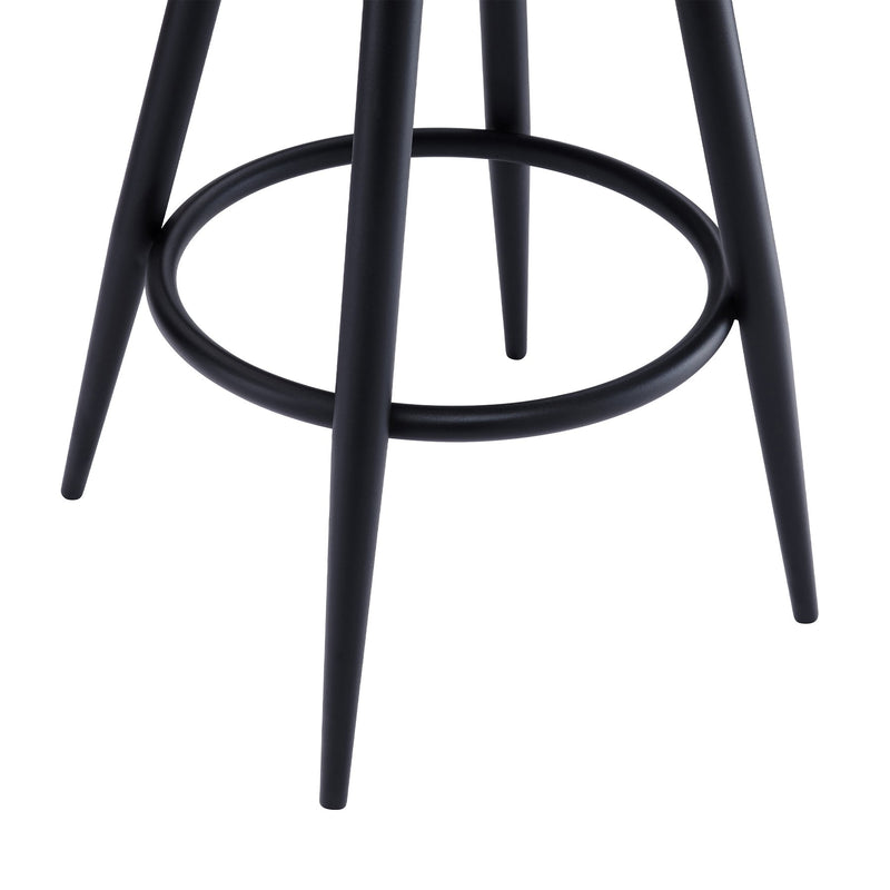 Ruby Contemporary 30" Bar Height Barstool in Black Powder Coated Finish and Vintage Coffee Faux Leather - Furniture City (CA)l