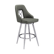 Ruby 26" Counter Height Swivel Gray Faux Leather and Brushed Stainless Steel Bar Stool - Furniture City (CA)l