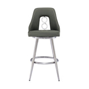 Ruby 26" Counter Height Swivel Gray Faux Leather and Brushed Stainless Steel Bar Stool - Furniture City (CA)l