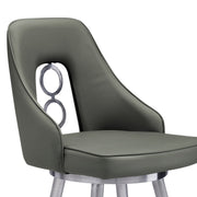 Ruby 26" Counter Height Swivel Gray Faux Leather and Brushed Stainless Steel Bar Stool - Furniture City (CA)l