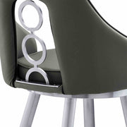 Ruby 26" Counter Height Swivel Gray Faux Leather and Brushed Stainless Steel Bar Stool - Furniture City (CA)l