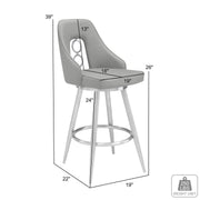 Ruby 26" Counter Height Swivel Gray Faux Leather and Brushed Stainless Steel Bar Stool - Furniture City (CA)l