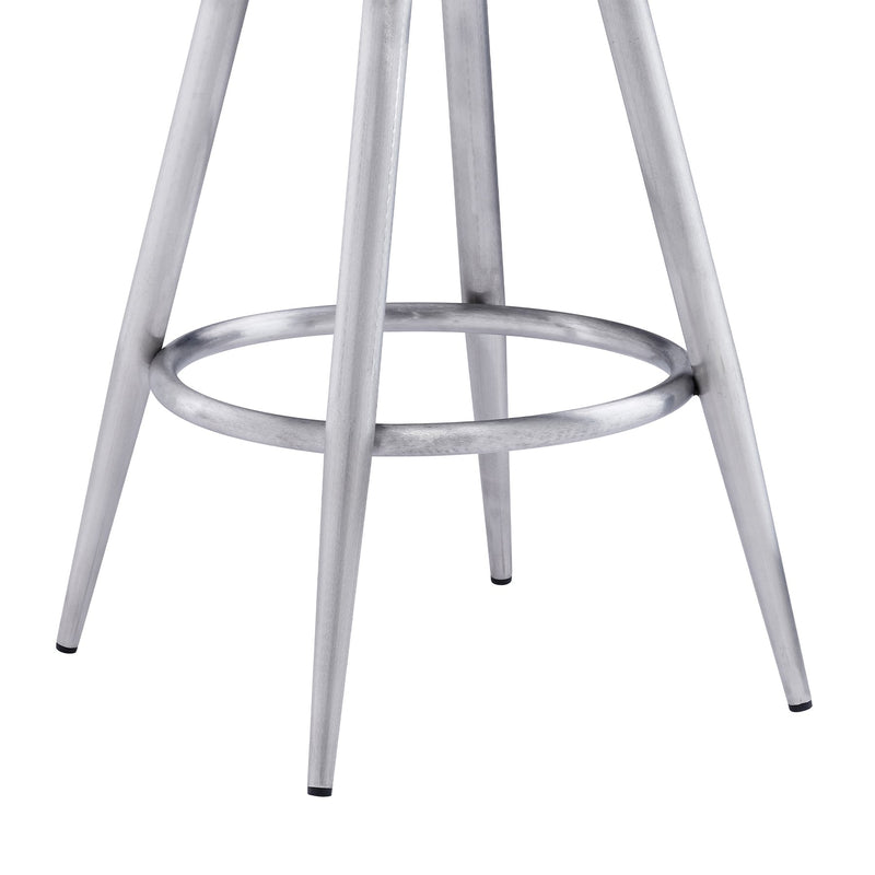 Ruby 30" Bar Height Swivel Black Faux Leather and Brushed Stainless Steel Bar Stool - Furniture City (CA)l