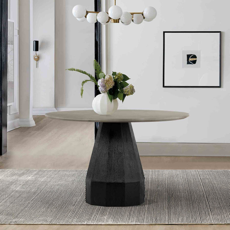 Revival Concrete and Oak Round Dining Table - Furniture City (CA)l