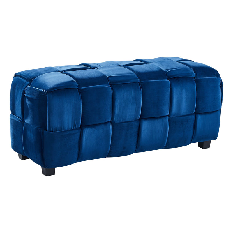 Raven Contemporary Long Ottoman in Blue Velvet - Furniture City (CA)l