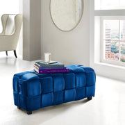 Raven Contemporary Long Ottoman in Blue Velvet - Furniture City (CA)l