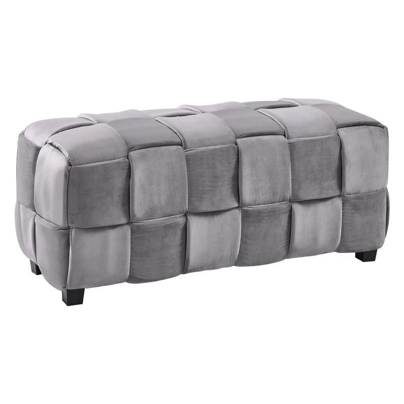 Raven Contemporary Long Ottoman in Gray Velvet - Furniture City (CA)l
