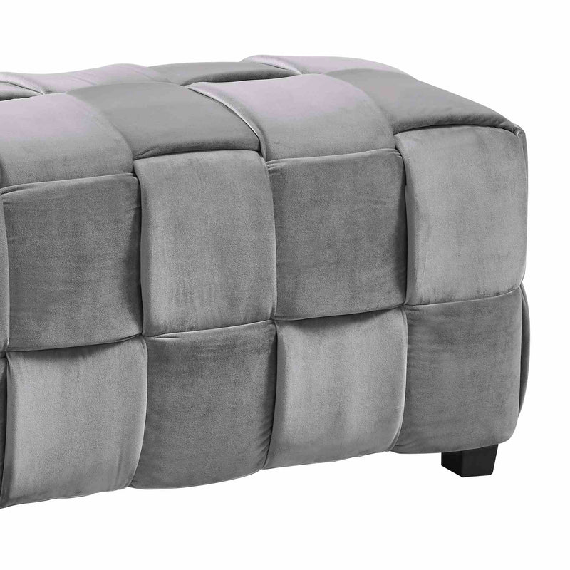 Raven Contemporary Long Ottoman in Gray Velvet - Furniture City (CA)l