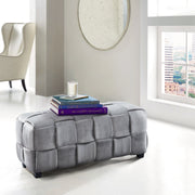 Raven Contemporary Long Ottoman in Gray Velvet - Furniture City (CA)l