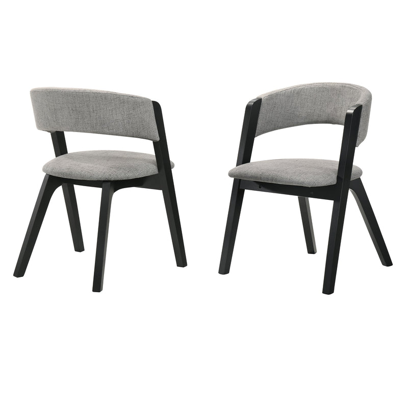 Rowan Gray Upholstered Dining Chairs in Black Finish - Set of 2 - Furniture City (CA)l