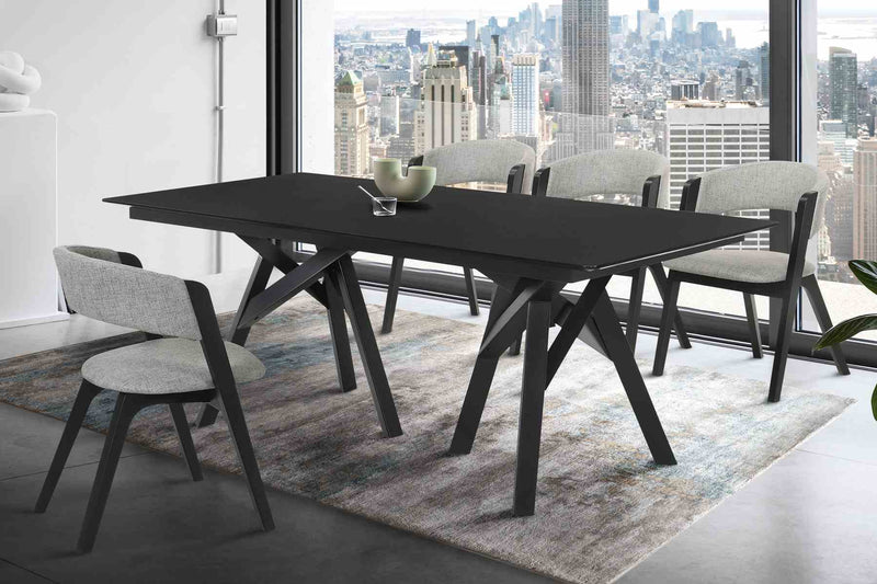 Rowan Gray Upholstered Dining Chairs in Black Finish - Set of 2 - Furniture City (CA)l