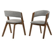 Rowan Gray Upholstered Dining Chairs in Walnut Finish - Set of 2 - Furniture City (CA)l