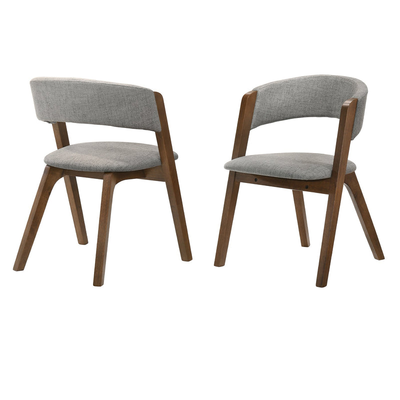 Rowan Gray Upholstered Dining Chairs in Walnut Finish - Set of 2 - Furniture City (CA)l