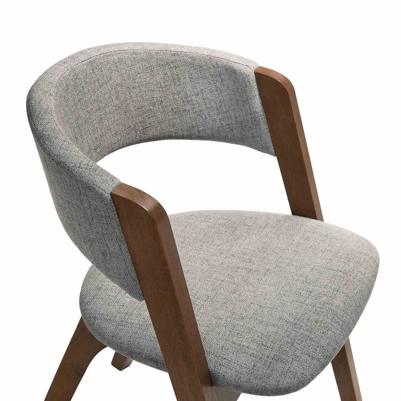 Rowan Gray Upholstered Dining Chairs in Walnut Finish - Set of 2 - Furniture City (CA)l