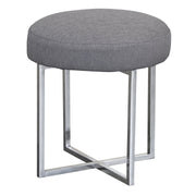 Rory Contemporary Ottoman in Polished Stainless Steel Finish Base and Gray Fabric - Furniture City (CA)l