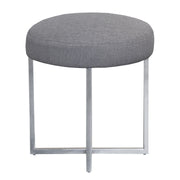 Rory Contemporary Ottoman in Polished Stainless Steel Finish Base and Gray Fabric - Furniture City (CA)l