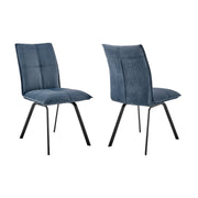 Rylee Dining Room Accent Chair in Blue Fabric and Black Finish - Set of 2 - Furniture City (CA)l