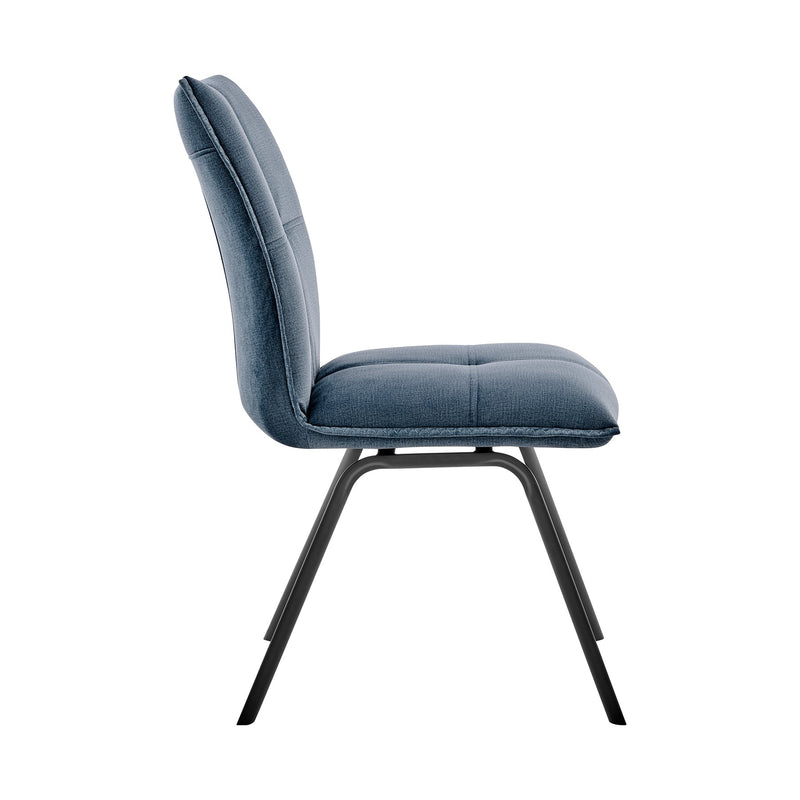 Rylee Dining Room Accent Chair in Blue Fabric and Black Finish - Set of 2 - Furniture City (CA)l