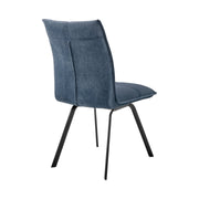 Rylee Dining Room Accent Chair in Blue Fabric and Black Finish - Set of 2 - Furniture City (CA)l
