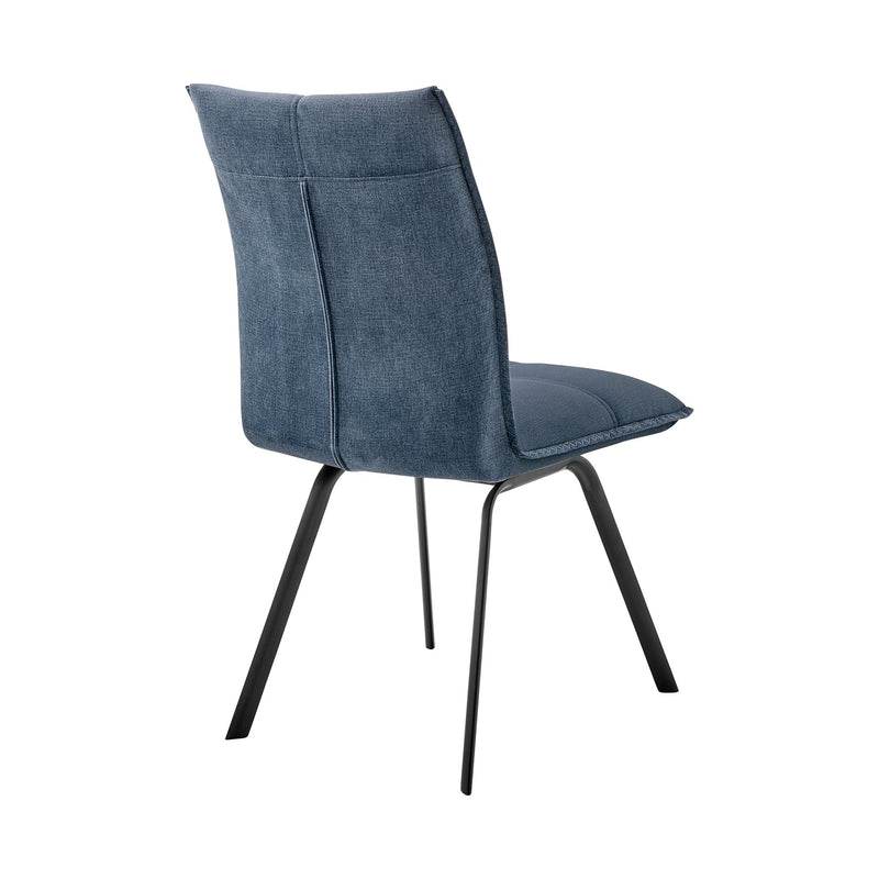 Rylee Dining Room Accent Chair in Blue Fabric and Black Finish - Set of 2 - Furniture City (CA)l