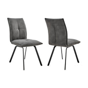 Rylee Dining Room Accent Chair in Charcoal Fabric and Black Finish - Set of 2 - Furniture City (CA)l