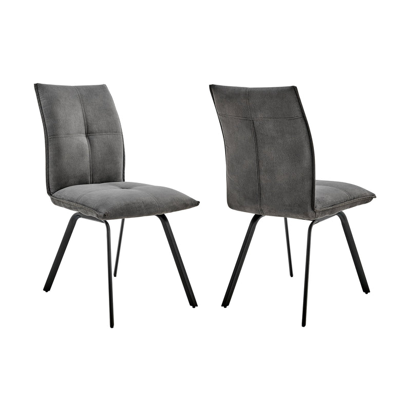 Rylee Dining Room Accent Chair in Charcoal Fabric and Black Finish - Set of 2 - Furniture City (CA)l
