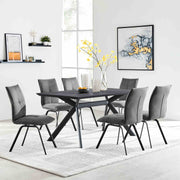 Rylee Dining Room Accent Chair in Charcoal Fabric and Black Finish - Set of 2 - Furniture City (CA)l