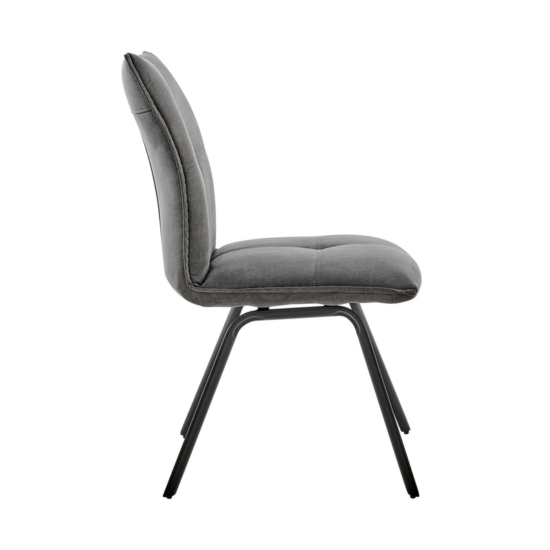 Rylee Dining Room Accent Chair in Charcoal Fabric and Black Finish - Set of 2 - Furniture City (CA)l