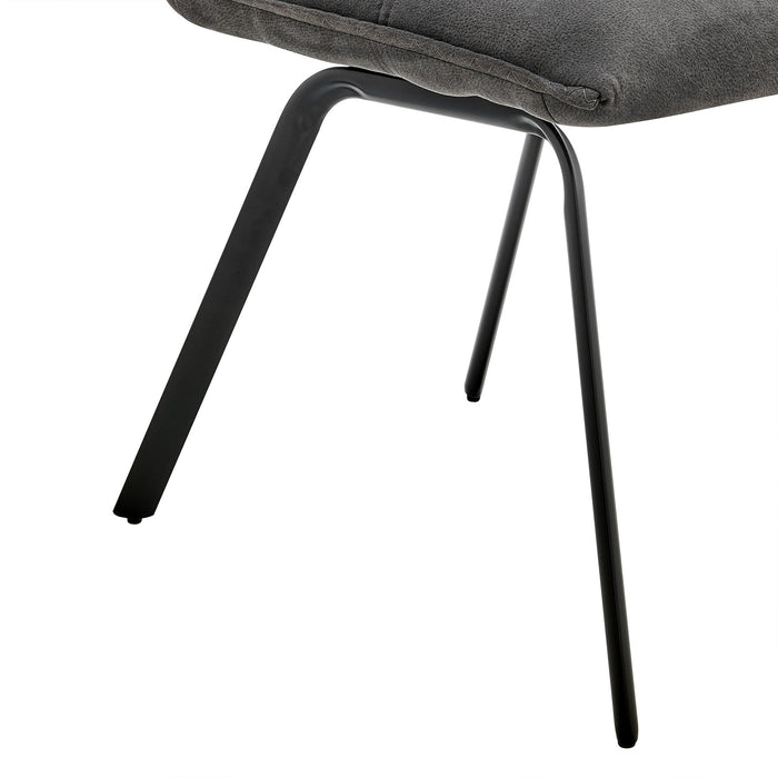 Rylee Dining Room Accent Chair in Charcoal Fabric and Black Finish - Set of 2
