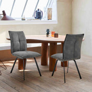 Rylee Dining Room Accent Chair in Charcoal Fabric and Black Finish - Set of 2 - Furniture City (CA)l