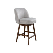 Sadie Brown Solid Wood Upholstered 26" Counter Height Swivel Barstool with Taupe Fabric Seat - Furniture City (CA)l