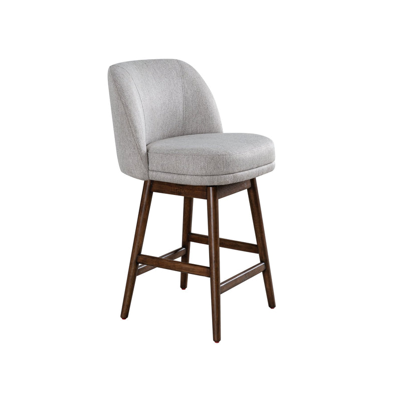 Sadie Brown Solid Wood Upholstered 26" Counter Height Swivel Barstool with Taupe Fabric Seat - Furniture City (CA)l